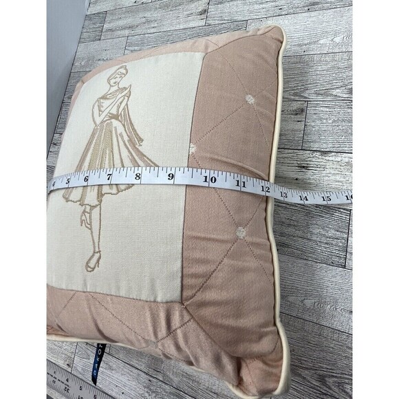Girl In Paris Diamond Pattern Decorative Pillow  Romantic Feminine Dainty 14x12 - Picture 6 of 6